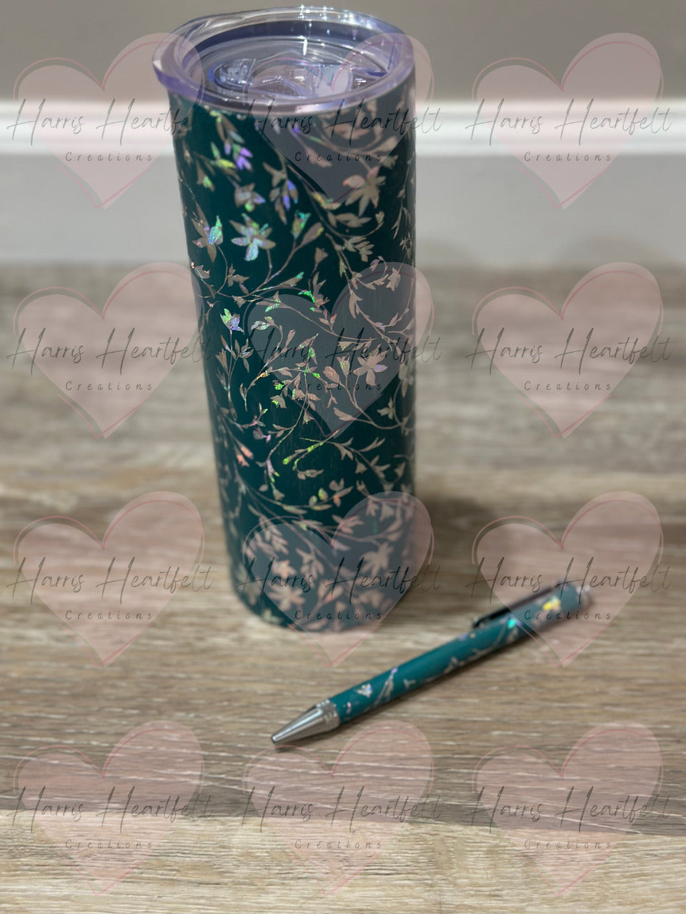 Willow Foiled Teal Metal Clip Pen