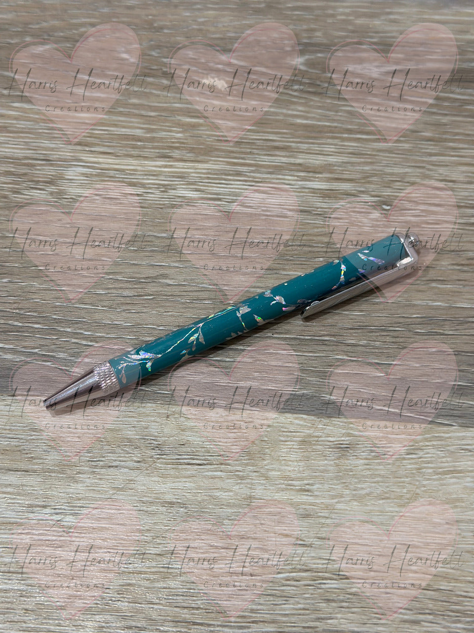Willow Foiled Teal Metal Clip Pen