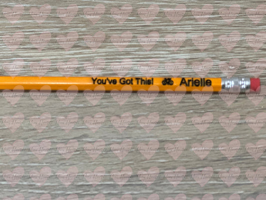 Engraved Personalized Pencils – Standard Yellow #2 – Multiple Phrases with Custom Name