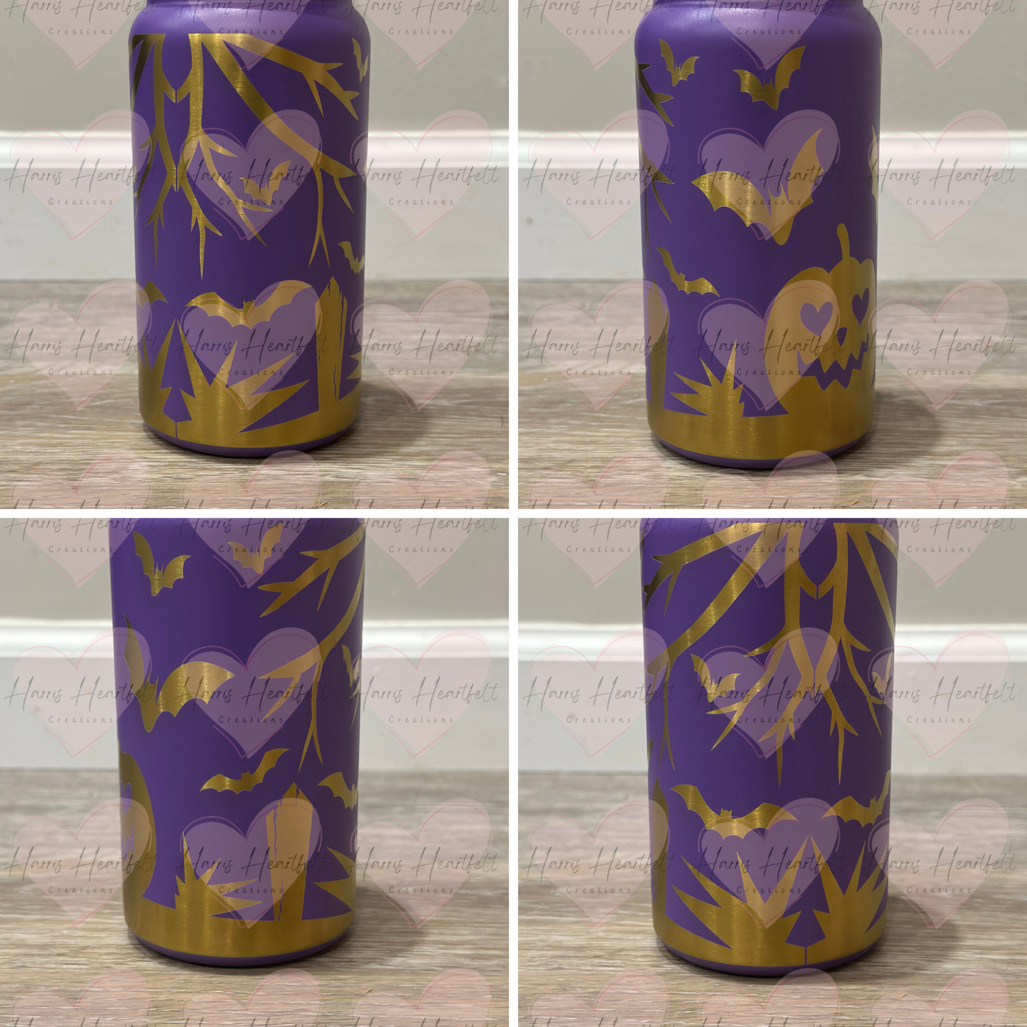 16oz Powder-Coated Gold-Plated Stainless Steel Tumbler – Engraved Wrap-Around Design