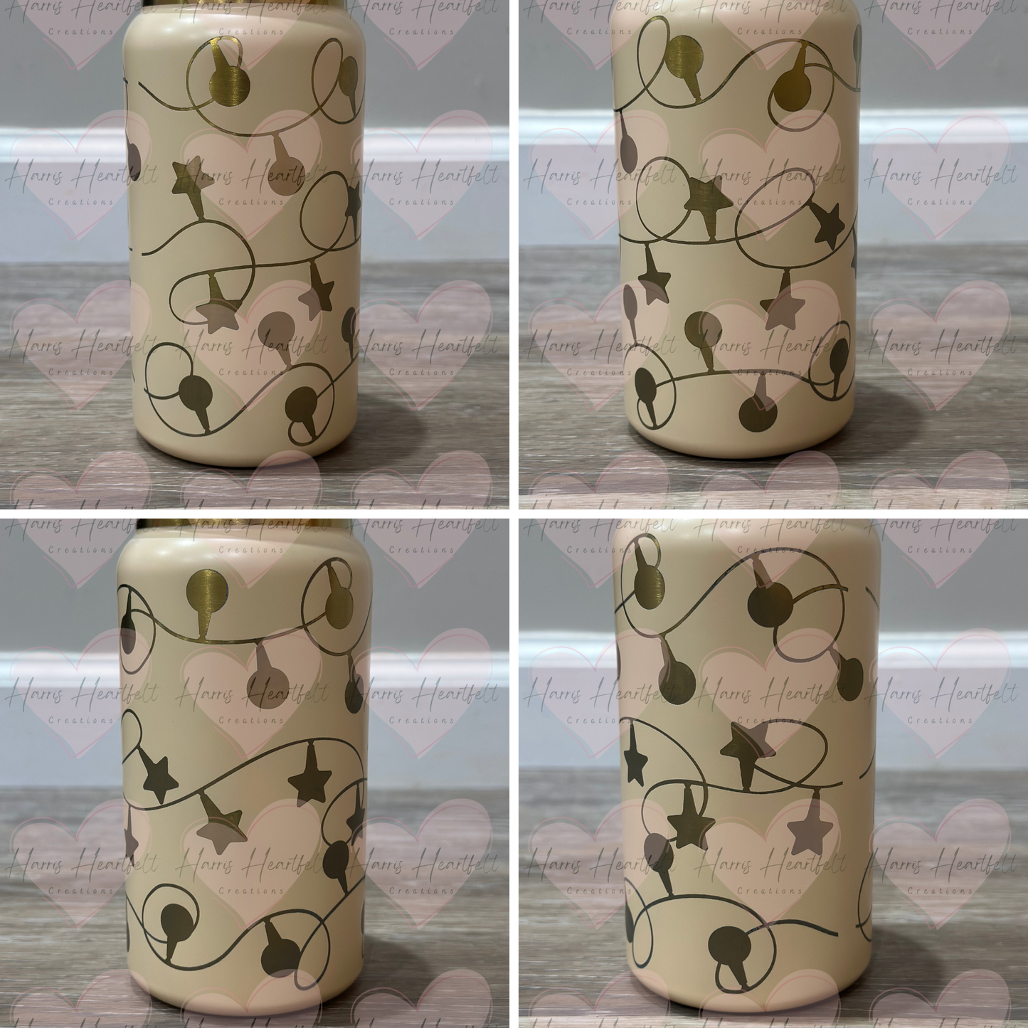 16oz Powder-Coated Gold-Plated Stainless Steel Tumbler – Engraved Wrap-Around Design