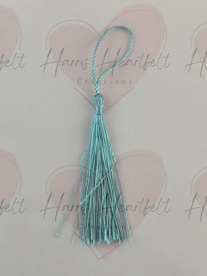 light blue metal bookmark tassel