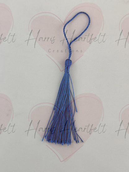 dark blue metal bookmark tassel