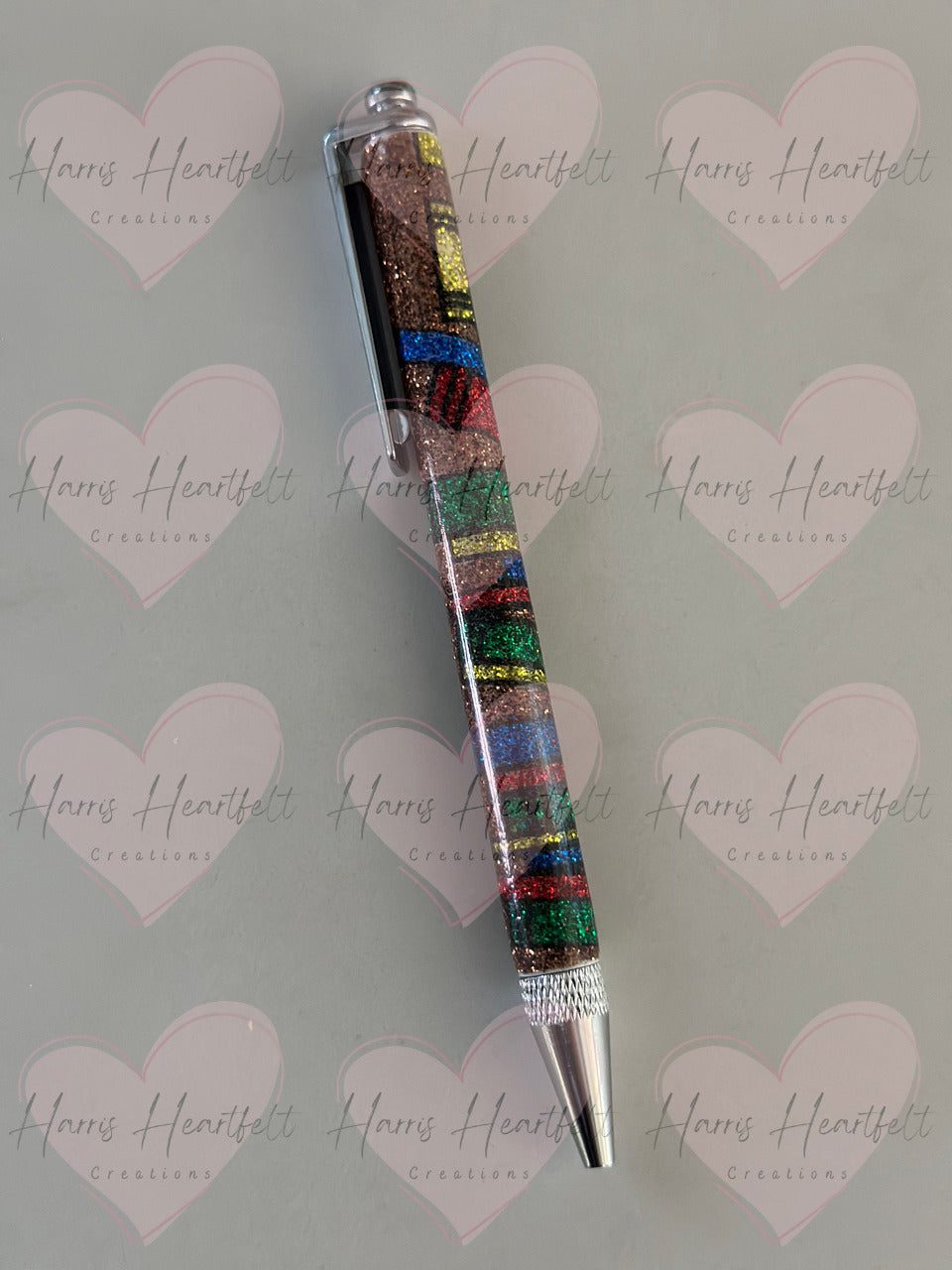 glittered bookshelf clip pen