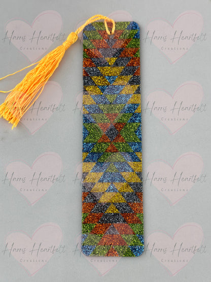 southwestern glitter metal double sided bookmark
