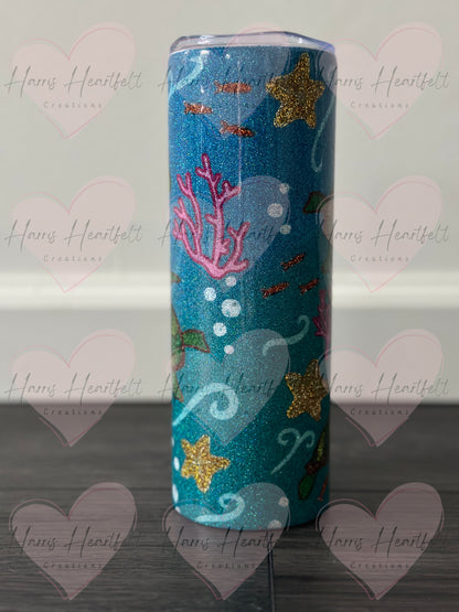 20oz Sea Turtles Glitter Stainless Steel Tumbler