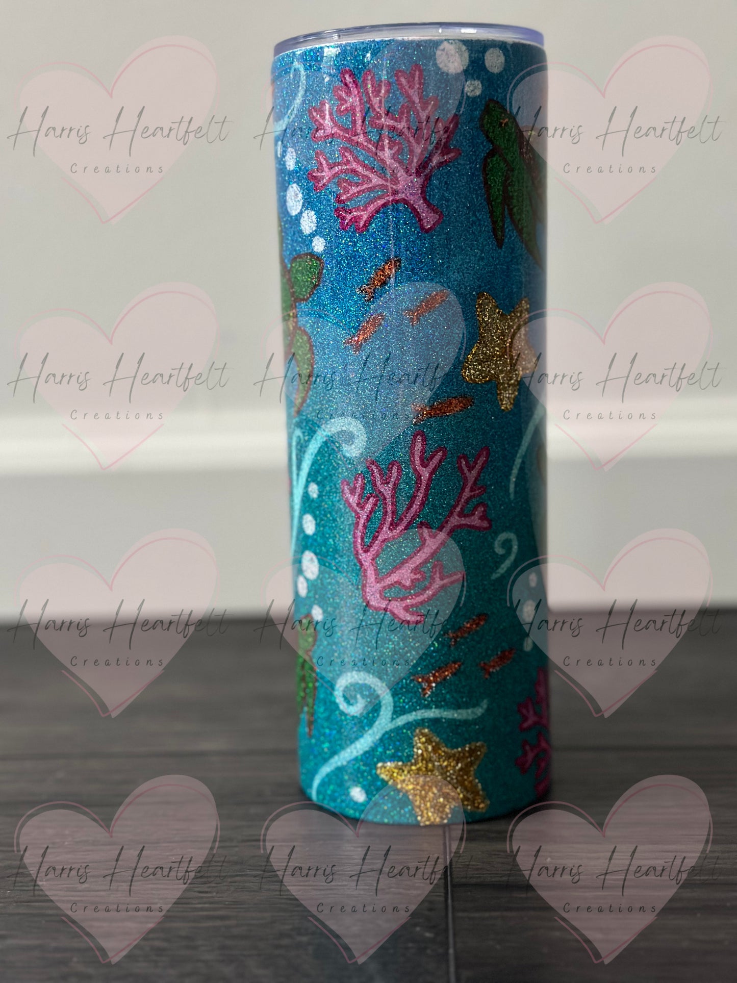 20oz Sea Turtles Glitter Stainless Steel Tumbler