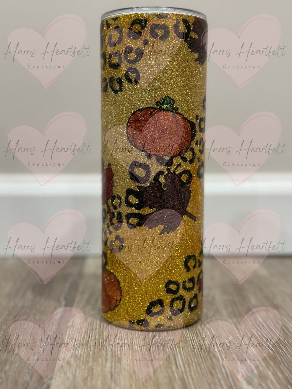 20oz Fall Leaves Glittered Stainless Steel Tumbler