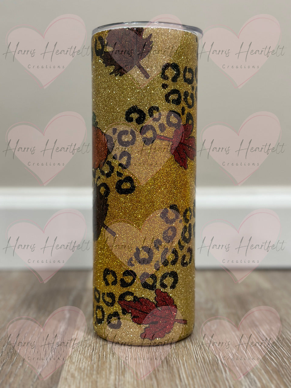 20oz Fall Leaves Glittered Stainless Steel Tumbler