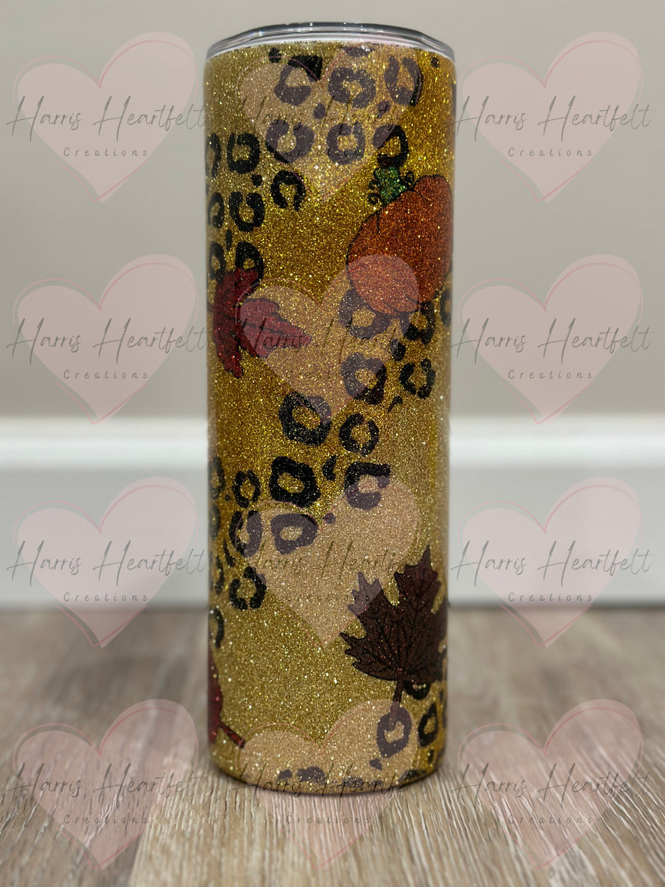 20oz Fall Leaves Glittered Stainless Steel Tumbler