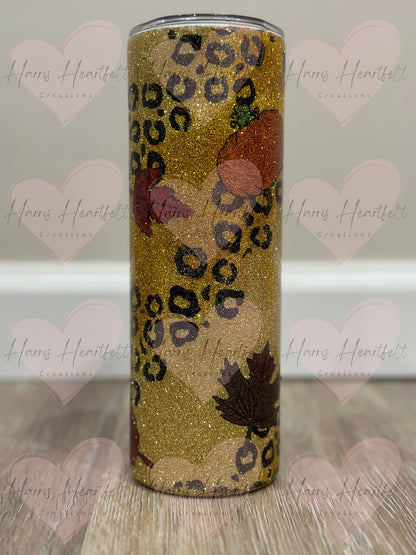 20oz Fall Leaves Glittered Stainless Steel Tumbler