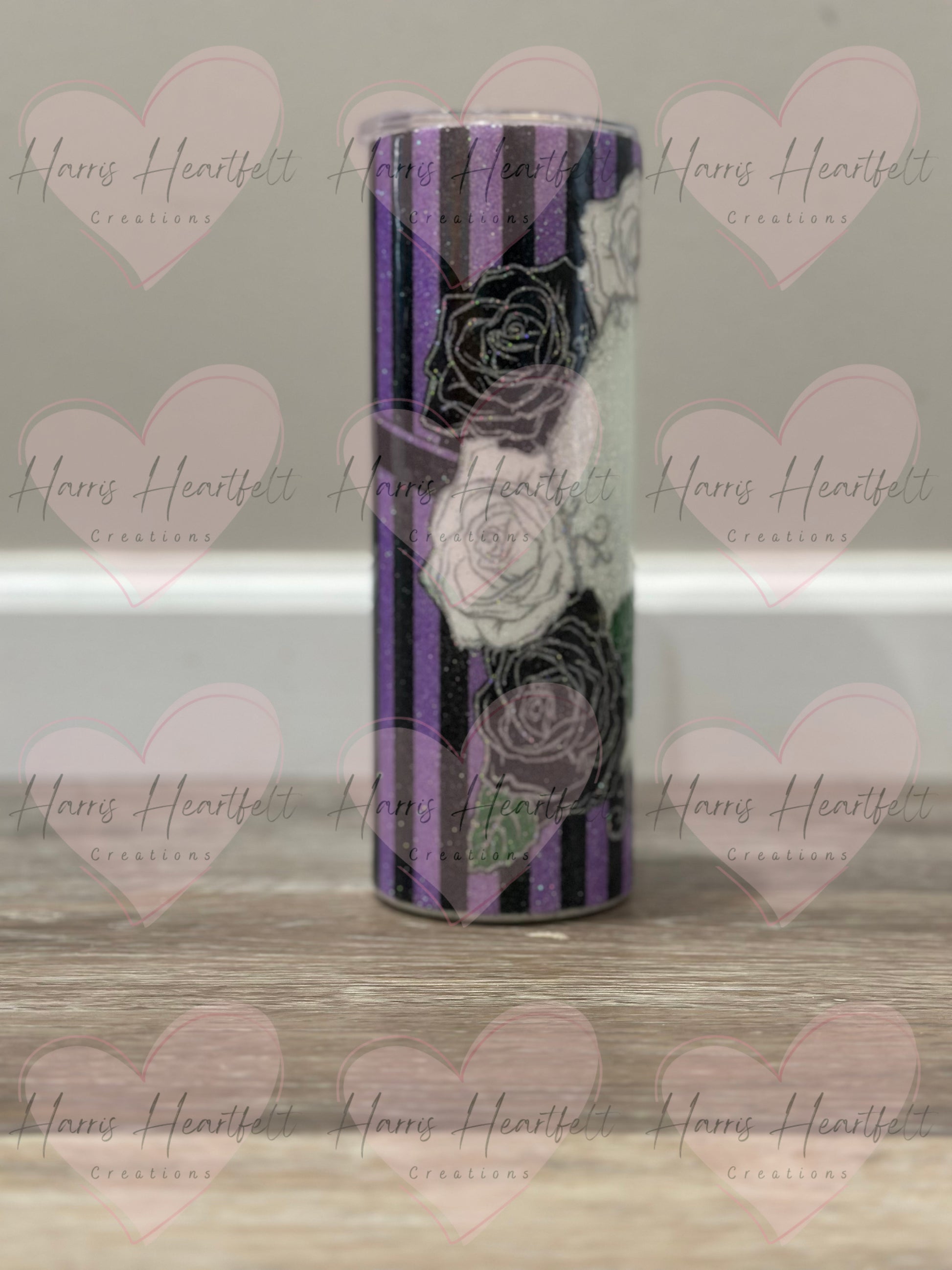 20oz Coffin and Roses Glitter Stainless Steel Tumbler