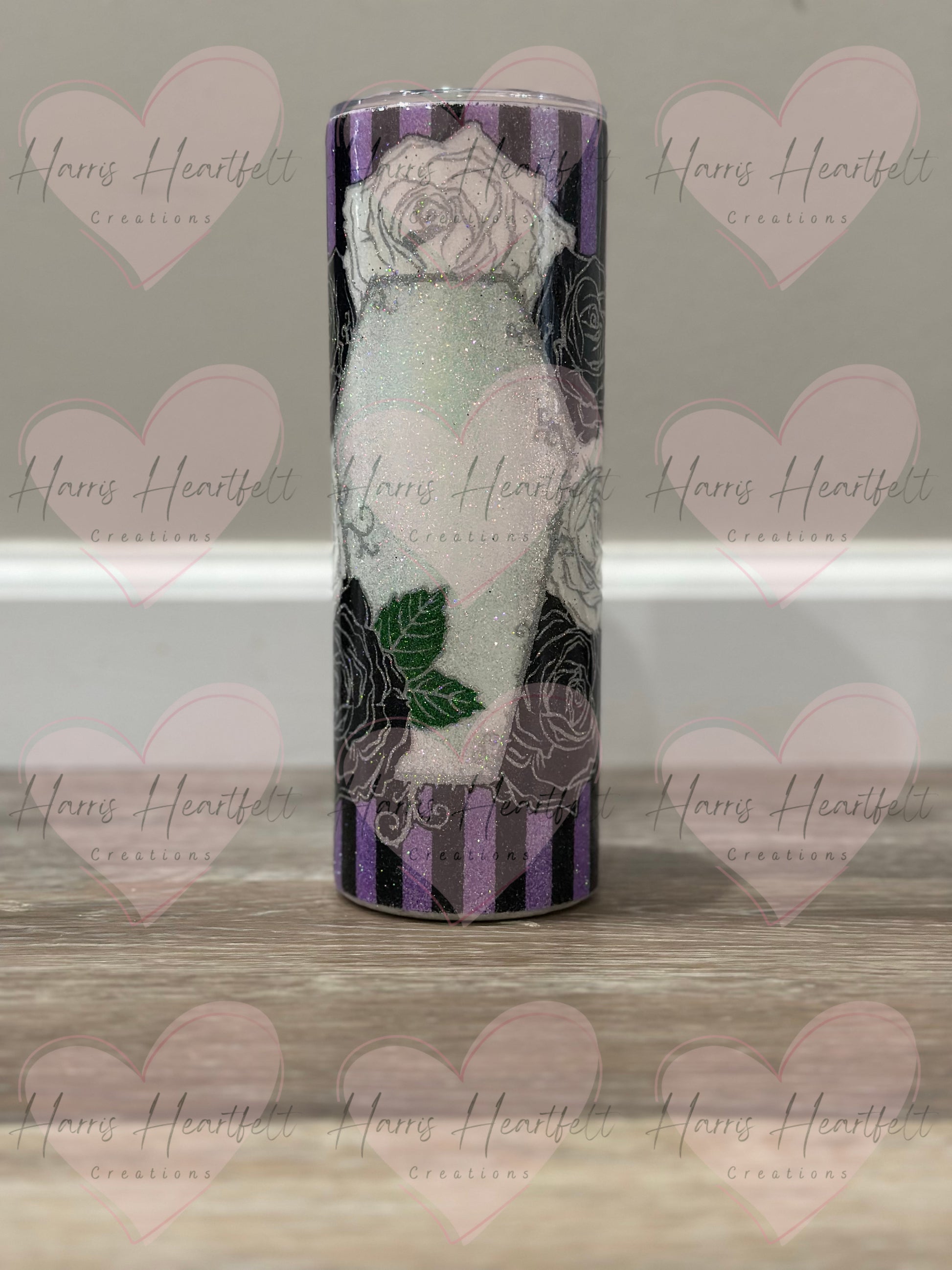 20oz Coffin and Roses Glitter Stainless Steel Tumbler