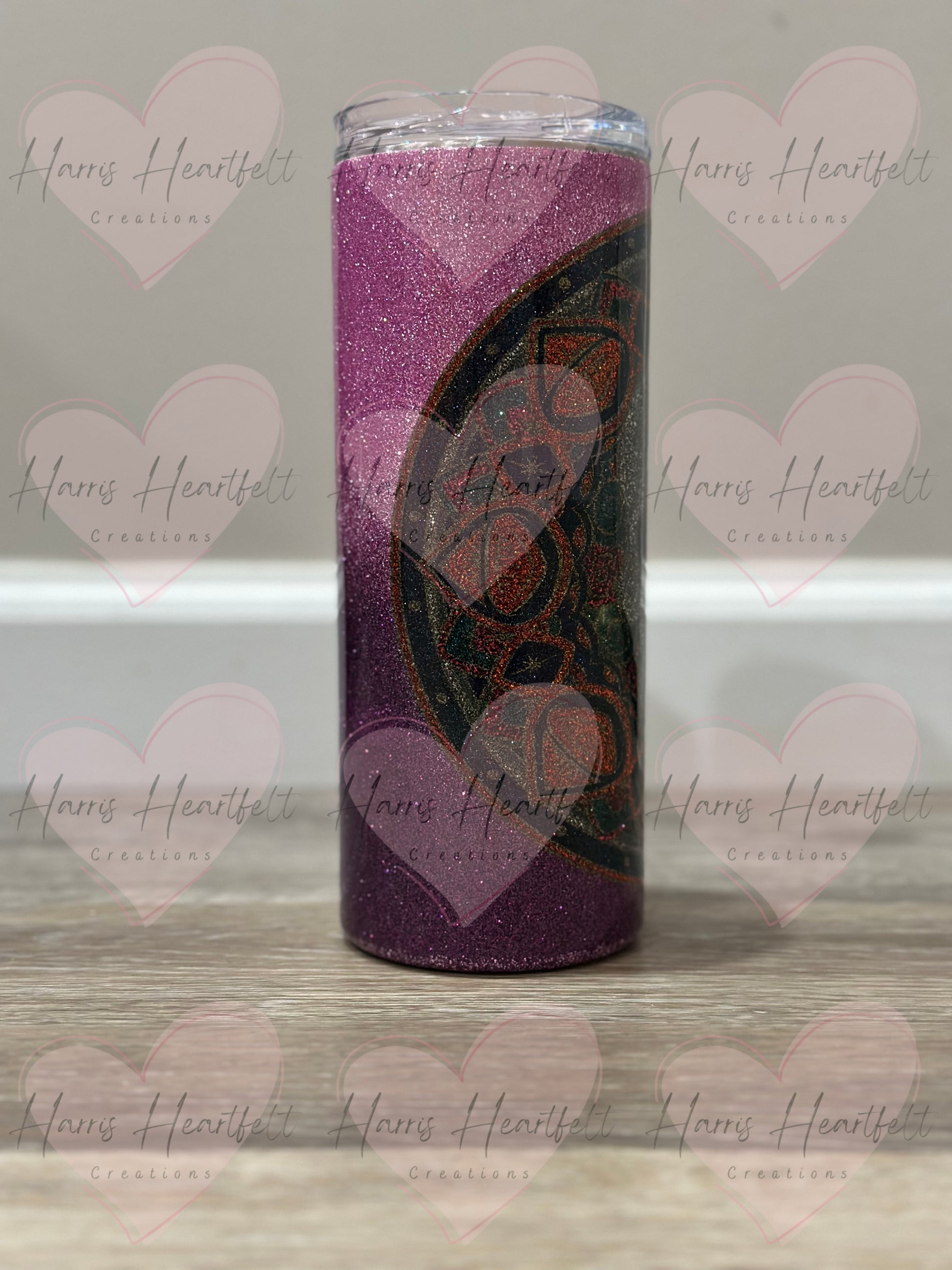 25oz Mandala Skull Glitter Stainless Steel Tumbler