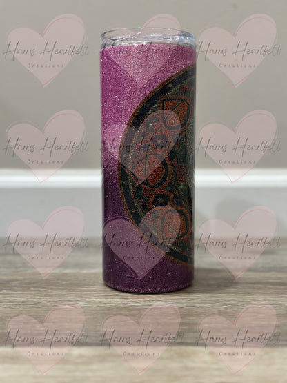 25oz Mandala Skull Glitter Stainless Steel Tumbler