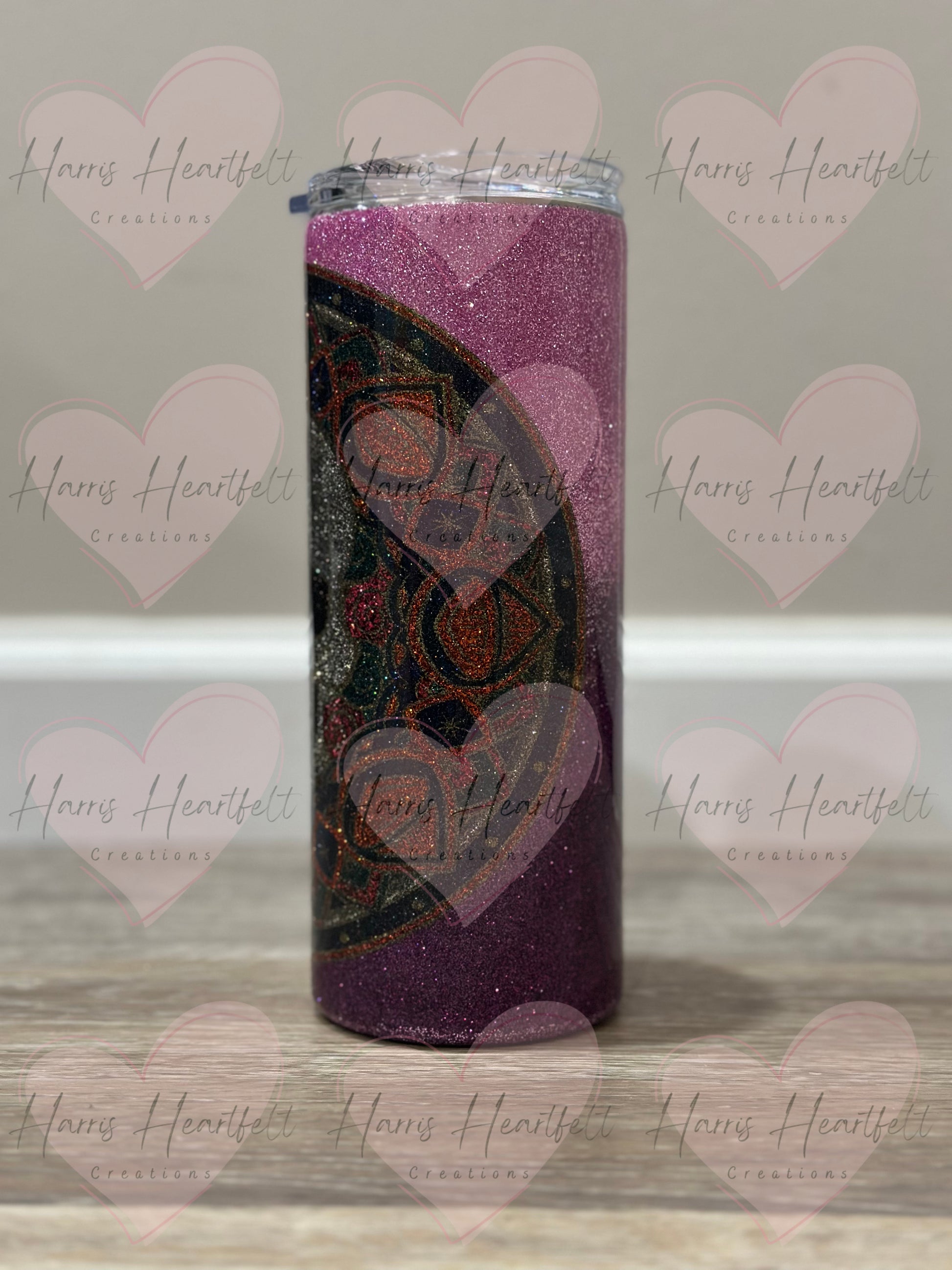25oz Mandala Skull Glitter Stainless Steel Tumbler