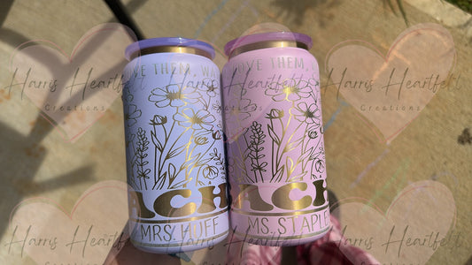 16oz Powder-Coated Gold-Plated Stainless Steel Tumbler – Engraved Wrap-Around Design