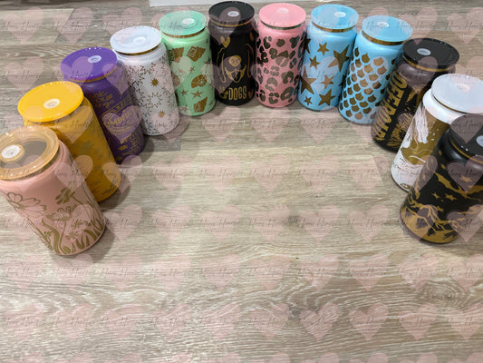 16oz Powder-Coated Gold-Plated Stainless Steel Tumbler – Engraved Wrap-Around Design