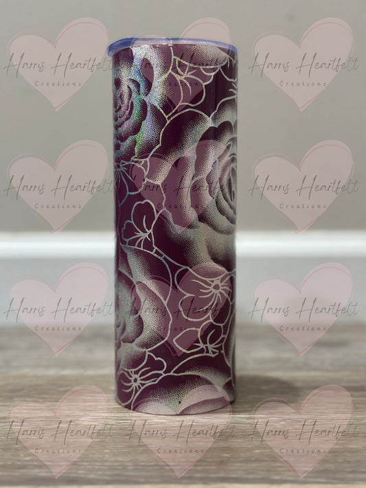 20oz Rose Foiled Mauve Stainless Steel Tumbler