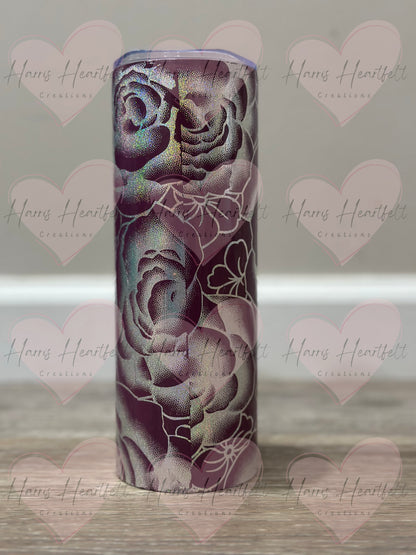 20oz Rose Foiled Mauve Stainless Steel Tumbler