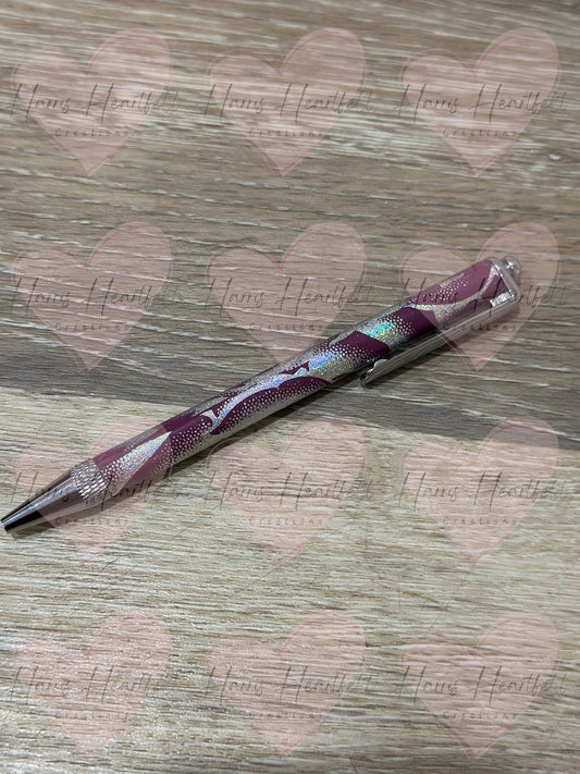 Rose Foiled Mauve Metal Clip Pen