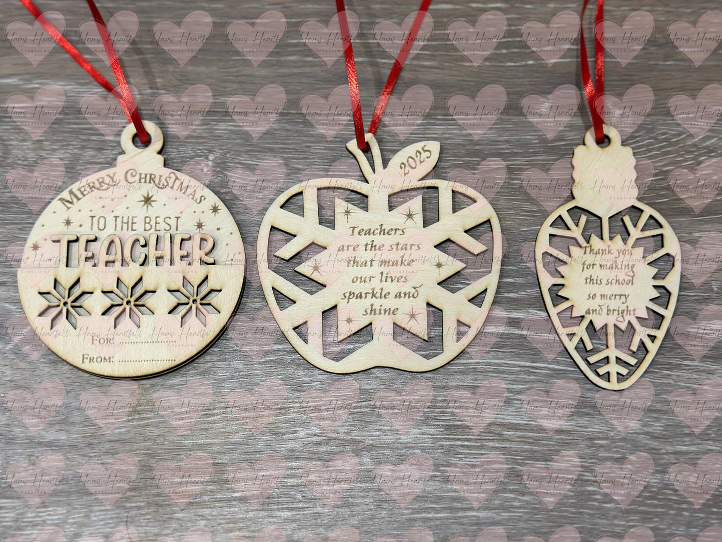 Christmas Wooden Teacher Ornaments – 3 Design Options