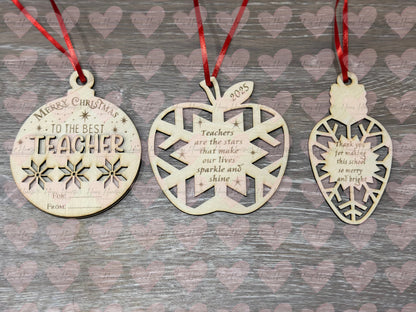 Christmas Wooden Teacher Ornaments – 3 Design Options
