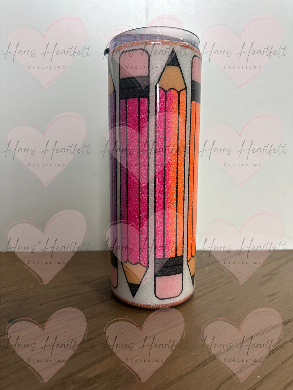 20oz Colorful Pencils Glitter Stainless Steel Tumbler