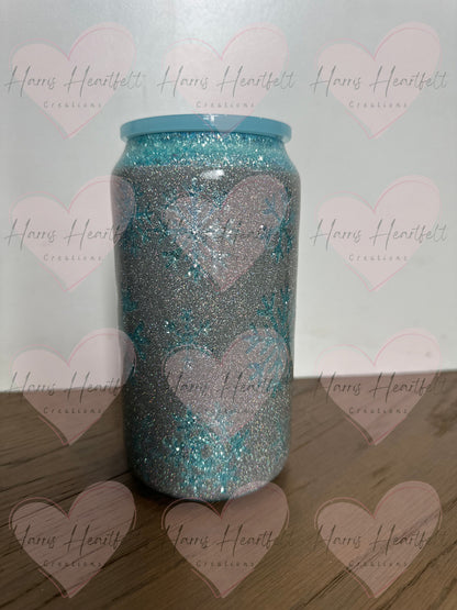 16oz Peek-a-Boo Snowflakes Glitter Stainless Steel Tumbler