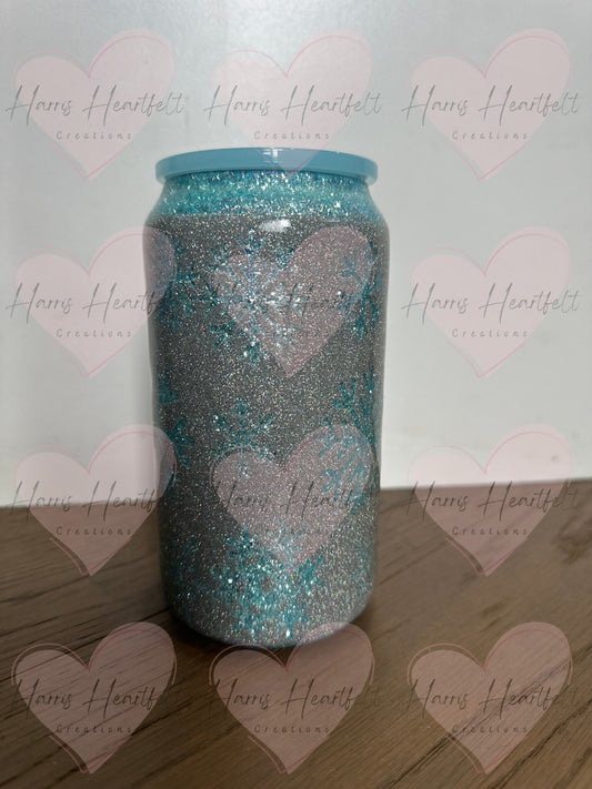 16oz Peek-a-Boo Snowflakes Glitter Stainless Steel Tumbler
