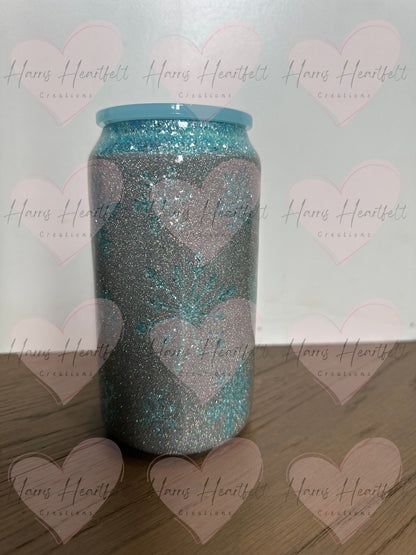 16oz Peek-a-Boo Snowflakes Glitter Stainless Steel Tumbler