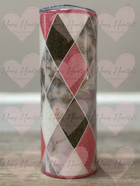 20oz Gilded Flurries & Leaves Glitter Stainless Steel Tumbler