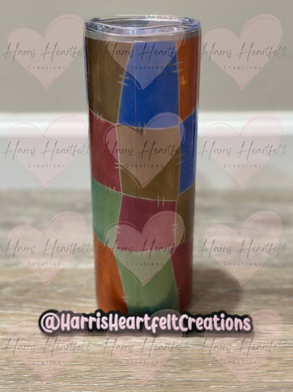 20oz Patchwork Glitter Stainless Steel Tumbler