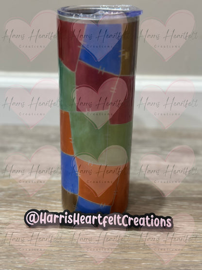 20oz Patchwork Glitter Stainless Steel Tumbler