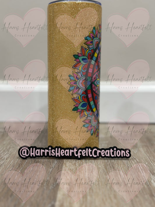 20oz Gold Mandela Glitter Stainless Steel Tumbler