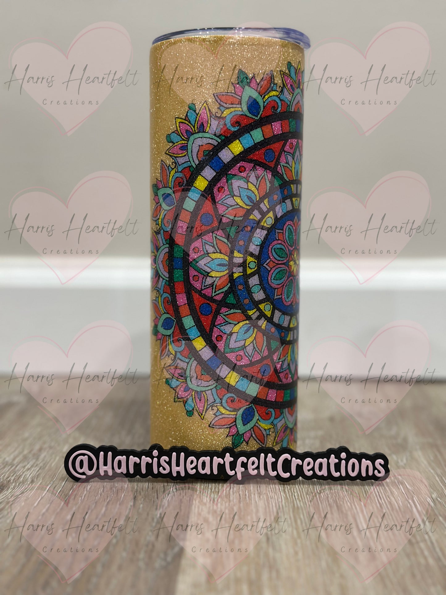 20oz Gold Mandela Glitter Stainless Steel Tumbler