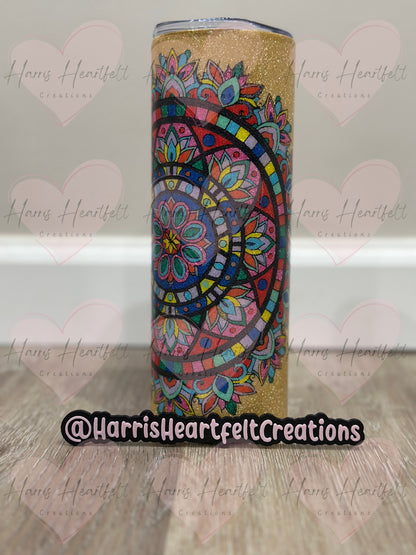20oz Gold Mandela Glitter Stainless Steel Tumbler