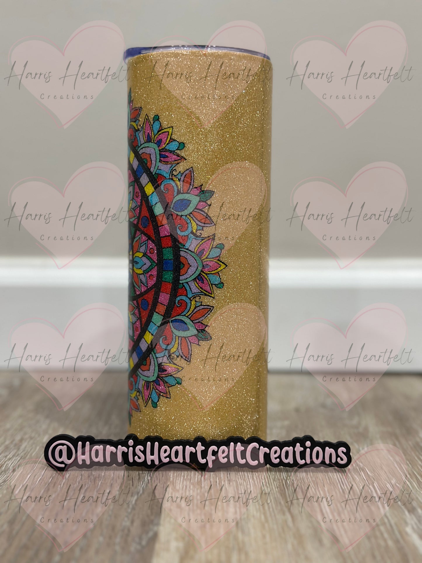 20oz Gold Mandela Glitter Stainless Steel Tumbler