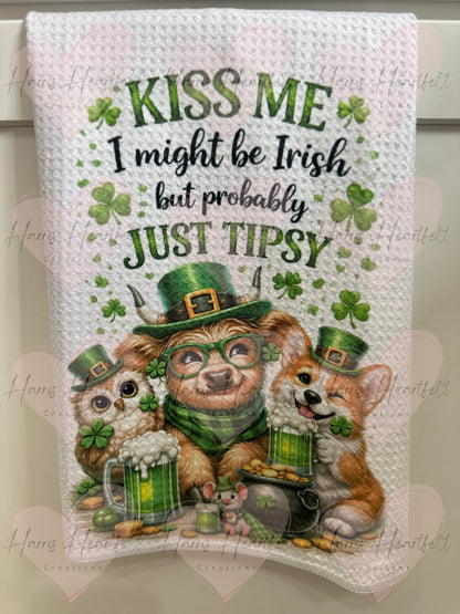 Waffle Weave Kitchen Towels with Adorable Designs