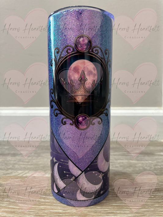 20oz Purple Moons Glitter Stainless Steel Tumbler