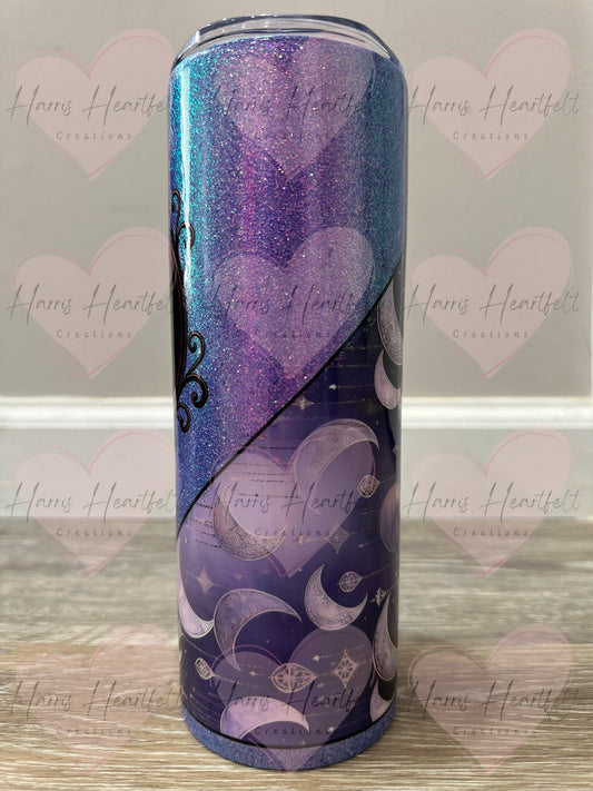 20oz Purple Moons Glitter Stainless Steel Tumbler