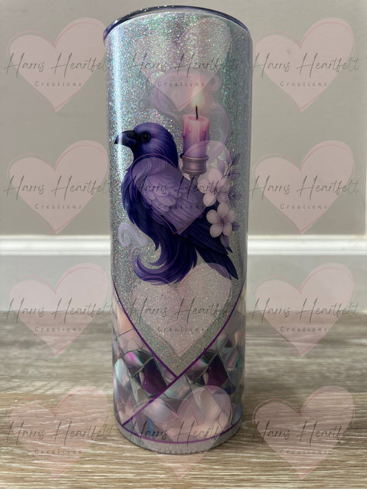 20oz Purple Raven Glitter Stainless Steel Tumbler