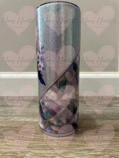 20oz Purple Raven Glitter Stainless Steel Tumbler