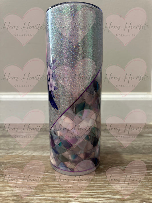 20oz Purple Raven Glitter Stainless Steel Tumbler
