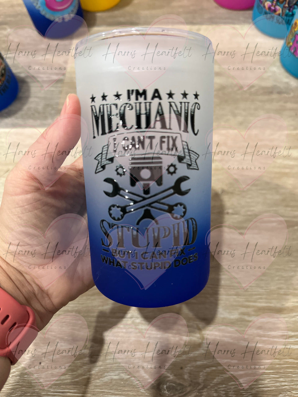 CLEARANCE Ready-to-Ship 16oz Frosted Ombre Glass Cups with UVDTF decal