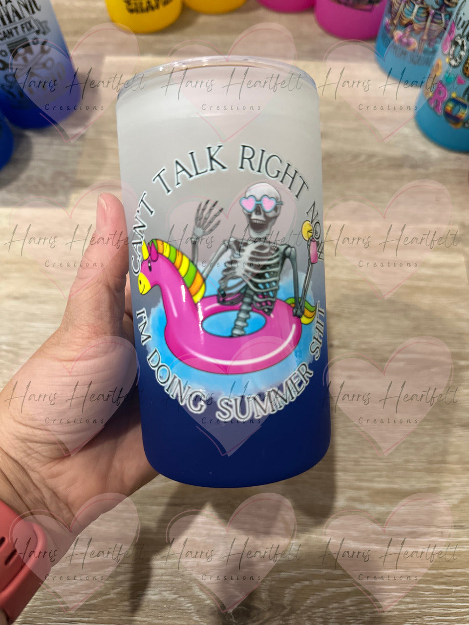 CLEARANCE Ready-to-Ship 16oz Frosted Ombre Glass Cups with UVDTF decal