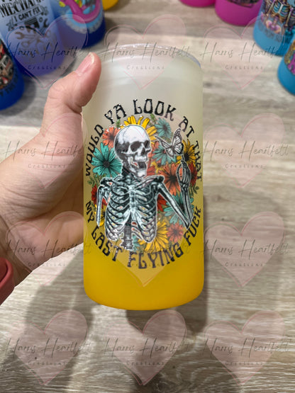 CLEARANCE Ready-to-Ship 16oz Frosted Ombre Glass Cups with UVDTF decal