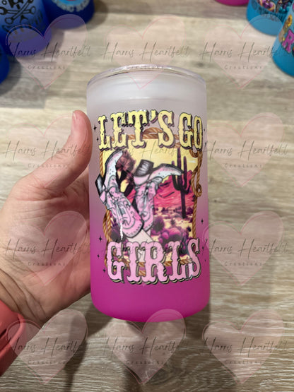 CLEARANCE Ready-to-Ship 16oz Frosted Ombre Glass Cups with UVDTF decal
