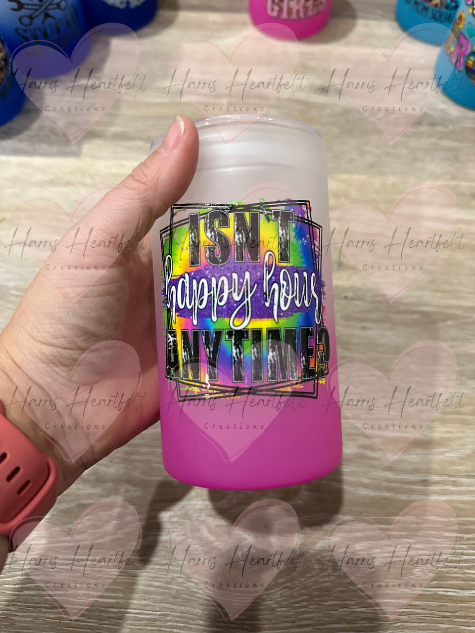 CLEARANCE Ready-to-Ship 16oz Frosted Ombre Glass Cups with UVDTF decal