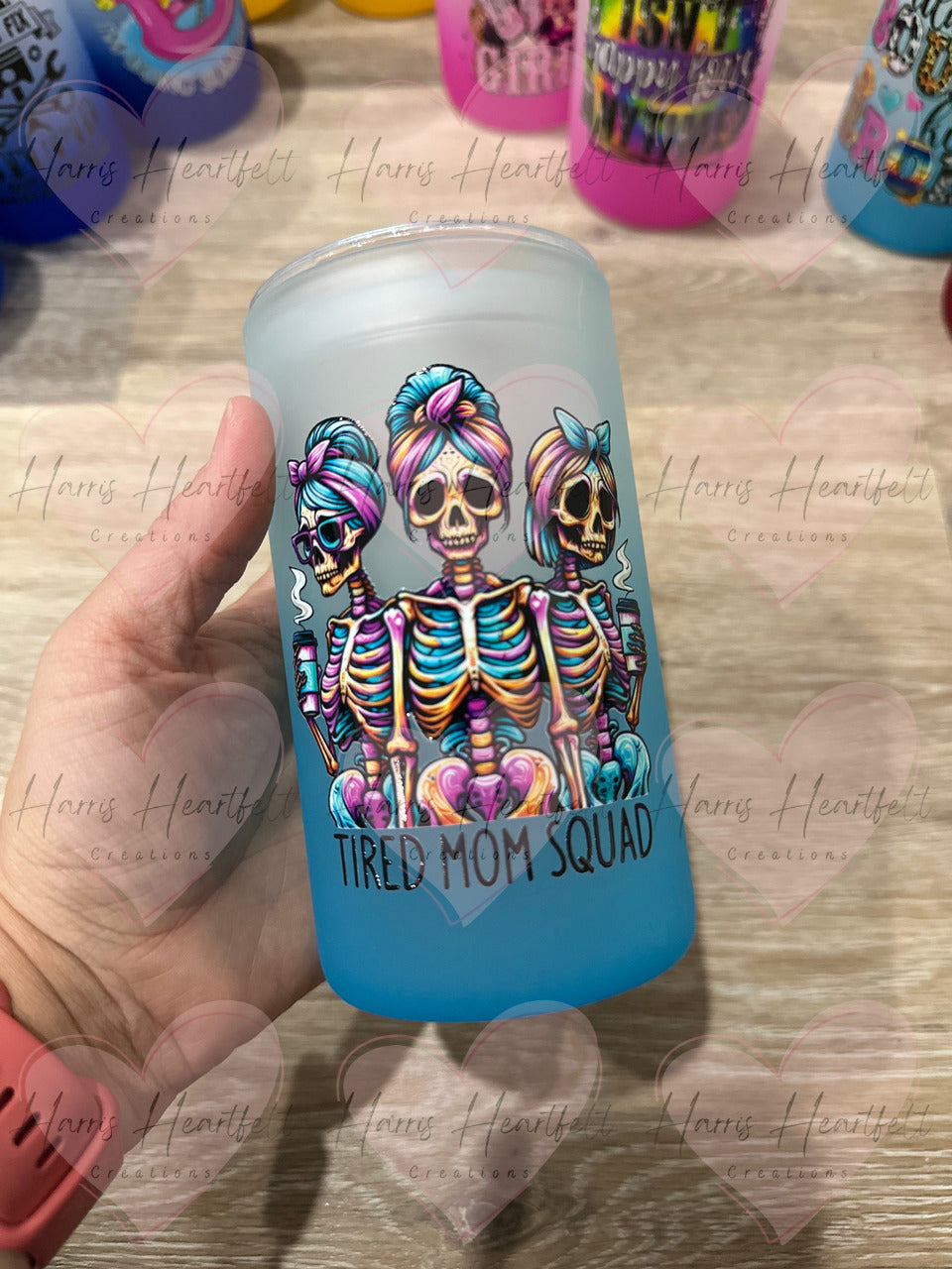 CLEARANCE Ready-to-Ship 16oz Frosted Ombre Glass Cups with UVDTF decal